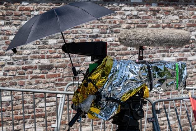 Sport Bilder des Tages camera protected for the heat during the women s elite individual road time trial race (20,5km) at the Belgian Cycling Championships, in Maarkedal, on Friday 26 June 2026. DAVIDxPINTENS  x179369495x