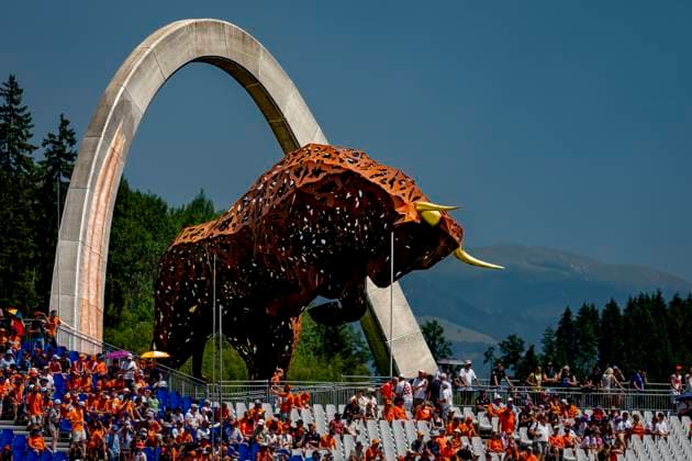SPIELBERG - The Red Bull in the Orange Army grandstand during the Formula 1 Austria at the Red Bull Ring on June 26, 2026 in Spielberg, Austria. (Photo by DeFodi Images) - *** SPIELBERG: The Red Bull in the Orange Army grandstand during the Formula 1 Austrian Grand Prix at the Red Bull Ring on June 26, 2026, in Spielberg, Austria. Photo by DeFodi Images