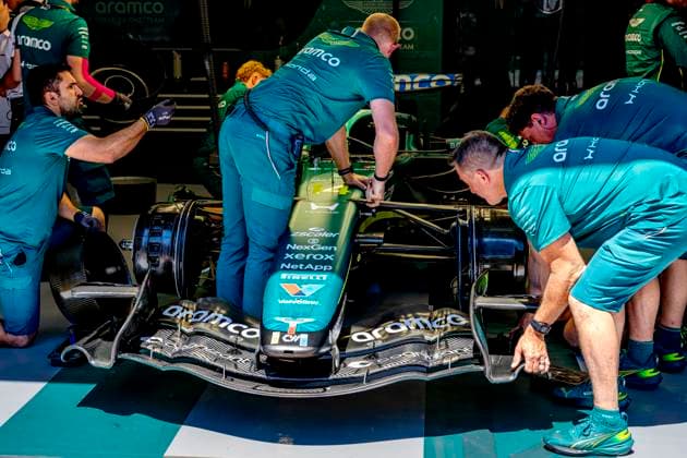 SPIELBERG - The front wing of the car of Formula 1 driver Fernando Alonso or Aston Martin Aramco Formula 1 Team during the Formula 1 Austria at the Red Bull Ring on June 26, 2026 in Spielberg, Austria. (Photo by DeFodi Images) - *** SPIELBERG The front wing of the car driven by Formula 1 driver Fernando Alonso of the Aston Martin Aramco Formula 1 Team during the Formula 1 Austrian Grand Prix at the Red Bull Ring on June 26, 2026, in Spielberg, Austria. Photo by DeFodi Images