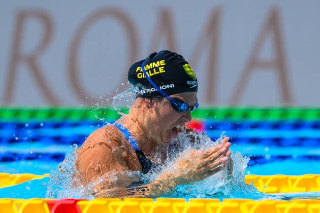 Arianna Castiglioni of Italy competes in the 100m Breaststroke Women Heats during the 62nd Settecolli swimming meeting at Stadio del Nuoto in Rome (Italy), June 26, 2026. andreaxstaccioli