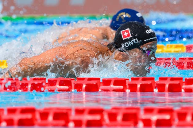 Noe Ponti of Switzerland competes in the 100m Butterfly Men Heats during the 62nd Settecolli swimming meeting at Stadio del Nuoto in Rome (Italy), June 26, 2026. andreaxstaccioli