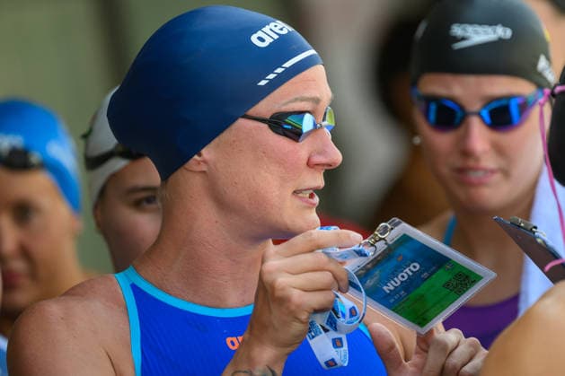 Sarah Sjoestroem of Sweden prepares to compete in the 50m Butterfly Women Heats during the 62nd Settecolli swimming meeting at Stadio del Nuoto in Rome (Italy), June 26, 2026. andreaxstaccioli