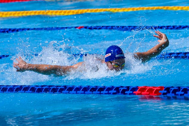 Apostolos Papastamos of Greece 100m Butterfly Men Heats during the 62nd Settecolli swimming meeting at Stadio del Nuoto in Rome (Italy), June 26, 2026. ElisaxStaccioli