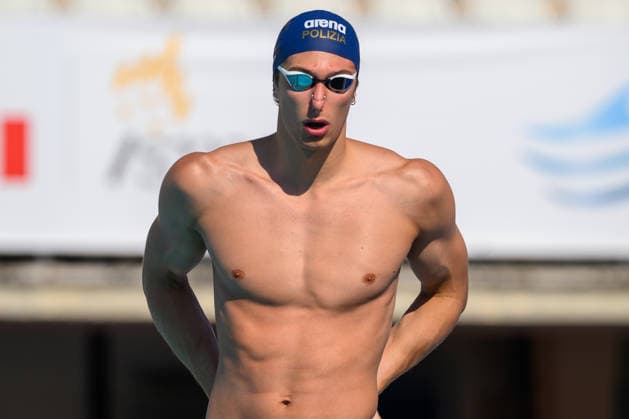 Francesco Lazzari of Italy competes in the 50m Backstroke Men Heats during the 62nd Settecolli swimming meeting at Stadio del Nuoto in Rome (Italy), June 26, 2026. andreaxstaccioli
