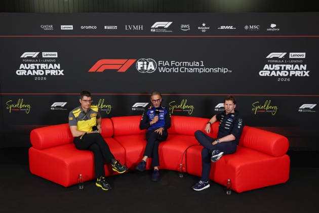 F1 - AUSTRIAN GRAND PRIX 2026 press conference, PK, Pressekonferenz MARRAFUSCHI Dario (ita), Motorsport Racing Manager of Pirelli, MEKIES Laurent (fra), CEO & Team Principal at Red Bull Racing VOWLES James, Team Principal of Williams F1 Team, portrait during the Formula 1 Austrian Grand Prix 2026, 8th round of the 2026 Formula One World Championship, WM, Weltmeisterschaft from June 26 to 28, 2026 on the Red Bull Ring, in Spielberg, Austria - SpielbergAustria  Copyright: xANTONINxVINCENTx