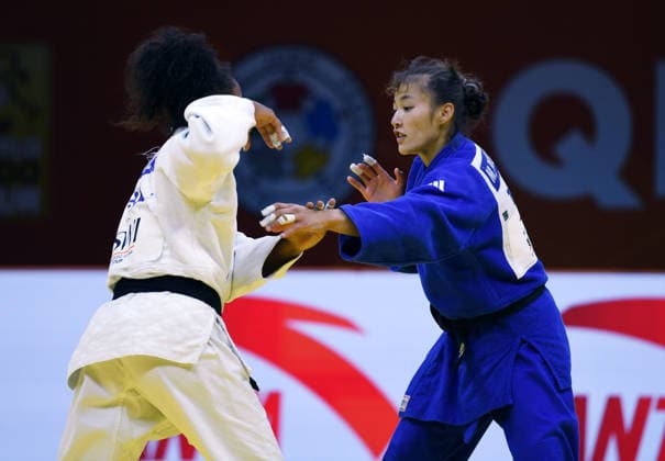 (260626) -- QINGDAO, June 26, 2026 -- Fawaz Martha (L) of France competes against Maysa Pardayeva of Turkmenistan during the women s -57kg final match at the IJF World Judo Tour Qingdao Grand Prix 2026 in Qingdao, east China s Shandong Province, June 26, 2026. ) (SP)CHINA-QINGDAO-JUDO-GRAND PRIX 2026(CN) LixZiheng 