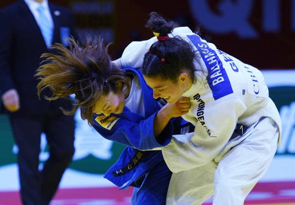 (260626) -- QINGDAO, June 26, 2026 -- Fujishiro Kokoro (L) of Japan competes against Mascha Ballhaus of Germany during the women s -52kg final match at the IJF World Judo Tour Qingdao Grand Prix 2026 in Qingdao, east China s Shandong Province, June 26, 2026. ) (SP)CHINA-QINGDAO-JUDO-GRAND PRIX 2026(CN) LixZiheng 