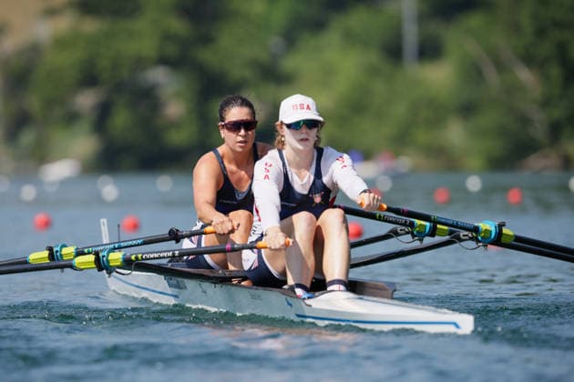RECORD DATE NOT STATED 26th June 2026; Lucerne, Switzerland; World Rowing Cup Day One; the United States - Womens Double Sculls (W2x) - Heat 1 AnthonyxBenoit