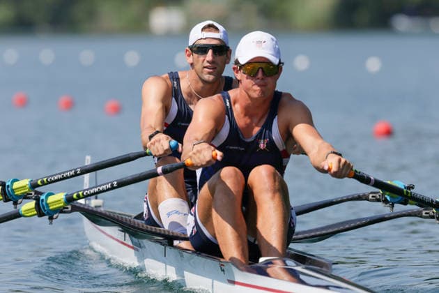 RECORD DATE NOT STATED 26th June 2026; Lucerne, Switzerland; World Rowing Cup Day One; the United States - Mens Double Sculls (M2x) - Heat 1 AnthonyxBenoit