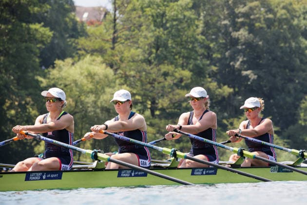 RECORD DATE NOT STATED 26th June 2026; Lucerne, Switzerland; World Rowing Cup Day One; Great Britain - Womens Quadruple Sculls (W4x) - Heat 1 AnthonyxBenoit