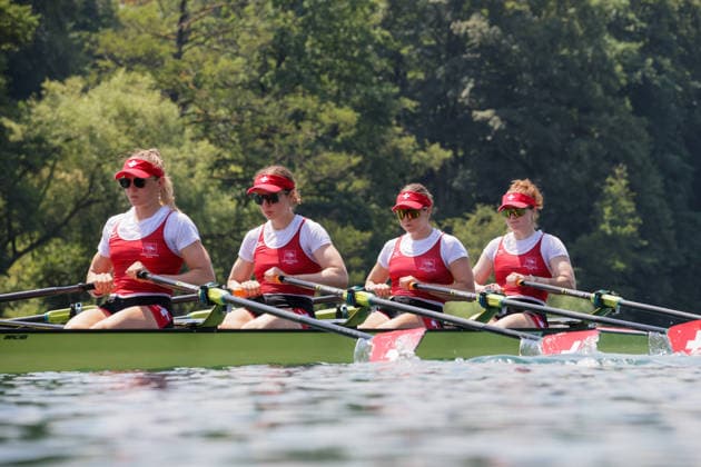 RECORD DATE NOT STATED 26th June 2026; Lucerne, Switzerland; World Rowing Cup Day One; Switzerland - Womens Quadruple Sculls (W4x) - Heat 1 AnthonyxBenoit