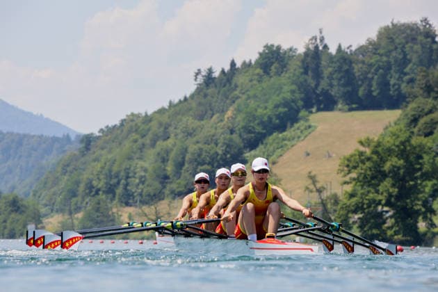 RECORD DATE NOT STATED 26th June 2026; Lucerne, Switzerland; World Rowing Cup Day One; China - Womens Quadruple Sculls (W4x) - Heat 1 AnthonyxBenoit