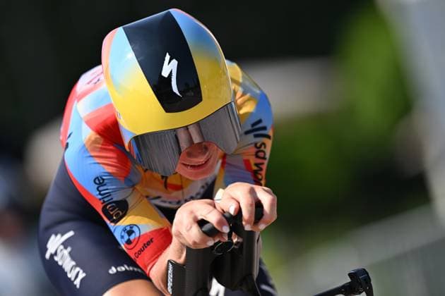 Elite Women Lotte Kopecky pictured in action the women s elite individual road time trial race (20,5km) at the Belgian Cycling Championships, in Maarkedal, on Friday 26 June 2026. DAVIDxPINTENS  x179389888x