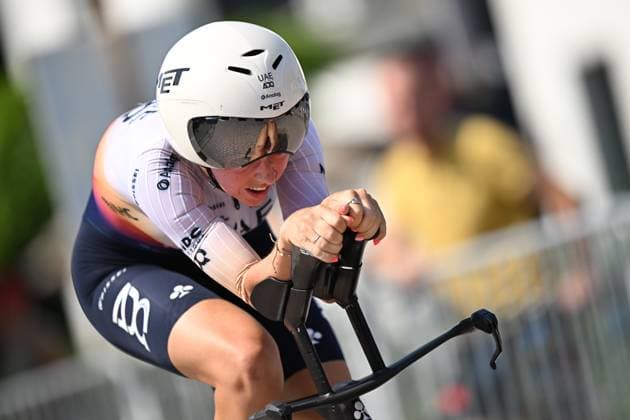 Elite Women Febe Jooris pictured in action the women s elite individual road time trial race (20,5km) at the Belgian Cycling Championships, in Maarkedal, on Friday 26 June 2026. DAVIDxPINTENS  x179394335x