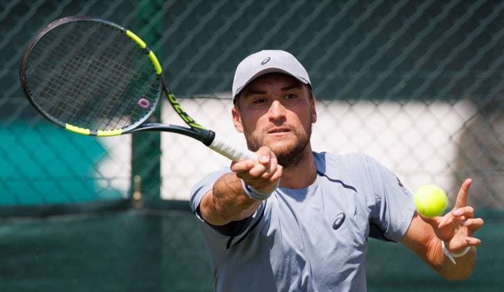Belgian Raphael Collignon pictured in action during the afternoon training session the preparations ahead of the Wimbledon grand slam tennis tournament in London, Britain, Friday 26 June 2026. The main tournament is starting on Monday 29th June. BENOITxDOPPAGNE  x179396123x
