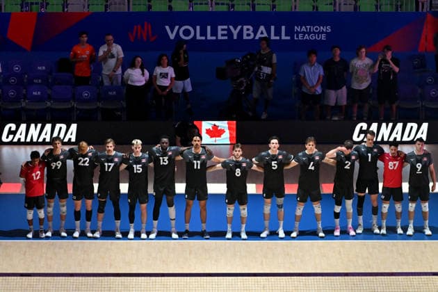 LJUBLJANA, SLOVENIA - JUNE 26: Team Canada before the FIVB Men s Volleyball Nations League match between Ukraine and Canada at Arena Stozice, Ljubljana on June 26, 2026 in Ljubljana, Slovenia. (Photo by Igor Kupljenik Sports Press Photo).  Copyright: xIgorxKupljenikx xSPPx Sportspressphoto_SPR177405