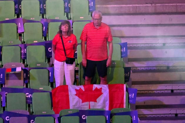LJUBLJANA, SLOVENIA - JUNE 26: Canada fans before the FIVB Men s Volleyball Nations League match between Ukraine and Canada at Arena Stozice, Ljubljana on June 26, 2026 in Ljubljana, Slovenia. (Photo by Igor Kupljenik Sports Press Photo).  Copyright: xIgorxKupljenikx xSPPx Sportspressphoto_SPR177403