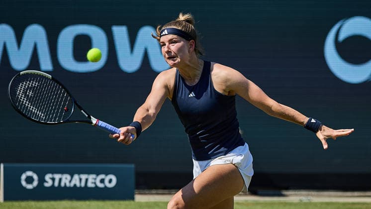 June 26, 2026, Bad Homburg, Hessen, Germany: Karolina Muchova of Czech Republic returns with forehand during the BAD HOMBURG OPEN powered by SOLARWATTT- WTA500 - Womens Tennis, 26.6.2026 in Bad Homburg (Tennis-Club Bad Homburg), Germany Tennis 2026: WTA, Tennis Damen Bad Hombug Open: Semifinal Singles: MUCHOVA Vs RUSE  - ZUMAs343 20260626_zsp_s343_017 Copyright: xMathiasxSchulzx