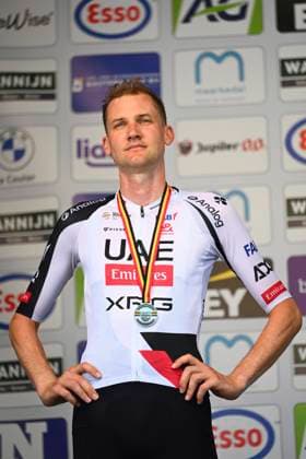 Belgian 2026 National Championship Maarkedal 26 06 2026 MAARKEDAL, BELGIUM - JUNE 26 : Wellens Tim of Uae Team Emirates Xrg pictured during the podium ceremony of the Men Elite Individual Time Trial of the 2026 Belgian National Championships 00st edition an UCI National Championships cycling race of 40 km with start in Maarkedal and finish in Maarkedal on June 26, 2026 in Maarkedal, Belgium, 26 06 2026 Maarkedal Belgium  Copyright: xVincentxKalutx
