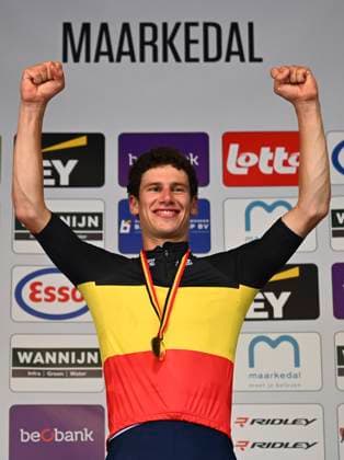 Belgian 2026 National Championship Maarkedal 26 06 2026 MAARKEDAL, BELGIUM - JUNE 26 : Segaert Alec of Bahrain Victorious pictured during the podium ceremony of the Men Elite Individual Time Trial of the 2026 Belgian National Championships 00st edition an UCI National Championships cycling race of 40 km with start in Maarkedal and finish in Maarkedal on June 26, 2026 in Maarkedal, Belgium, 26 06 2026 Maarkedal Belgium  Copyright: xVincentxKalutx