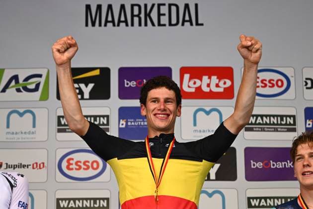 Belgian 2026 National Championship Maarkedal 26 06 2026 MAARKEDAL, BELGIUM - JUNE 26 : Segaert Alec of Bahrain Victorious pictured during the podium ceremony of the Men Elite Individual Time Trial of the 2026 Belgian National Championships 00st edition an UCI National Championships cycling race of 40 km with start in Maarkedal and finish in Maarkedal on June 26, 2026 in Maarkedal, Belgium, 26 06 2026 Maarkedal Belgium  Copyright: xVincentxKalutx