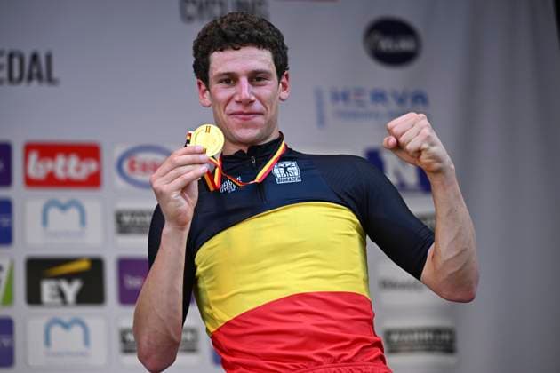 Belgian 2026 National Championship Maarkedal 26 06 2026 MAARKEDAL, BELGIUM - JUNE 26 : Segaert Alec of Bahrain Victorious pictured during the podium ceremony of the Men Elite Individual Time Trial of the 2026 Belgian National Championships 00st edition an UCI National Championships cycling race of 40 km with start in Maarkedal and finish in Maarkedal on June 26, 2026 in Maarkedal, Belgium, 26 06 2026 Maarkedal Belgium  Copyright: xVincentxKalutx