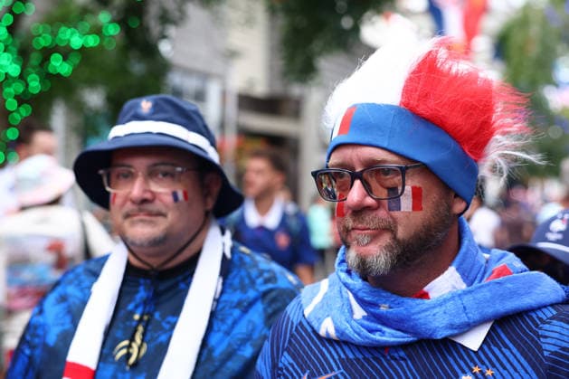 Foxborough, USA, 26th June 2026. France fans before the Norway vs France FIFA World Cup, WM, Weltmeisterschaft, Fussball match at Gillette Stadium, Foxborough. Picture credit should read: Paul Terry Sportimage EDITORIAL USE ONLY. No use with unauthorised audio, video, data, fixture lists, club league logos or live services. Online in-match use limited to 120 images, no video emulation. No use in betting, games or single club league player publications. SPI_008_PT_Norway_France SPI-4842-0008