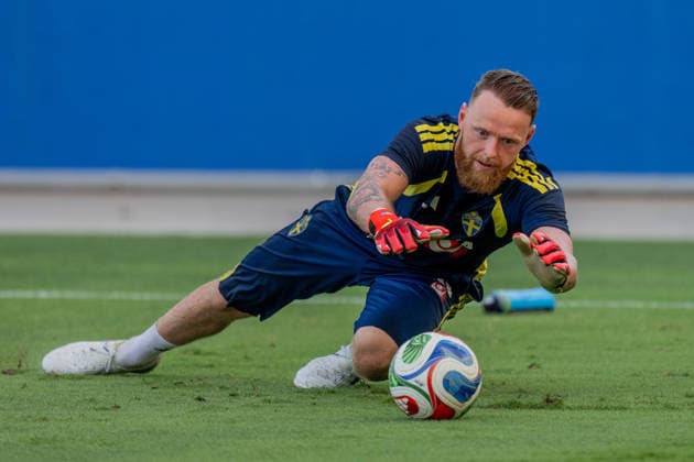 260626 Goalkeeper Viktor Johansson of the Swedish national football team at a training session during day 16 of the FIFA World Cup, WM, Weltmeisterschaft, Fussball 2026 on June 26, 2026 in Dallas. Photo: Petter Arvidson BILDBYRAN kod PA PA1260 fotboll football soccer fotball vm fotbolls-vm fotball-vm fotbolls-vm 2026 fifa world cup 2026 träning practice training sverige sweden sverige a day 16 bbeng *** 260626 Goalkeeper Viktor Johansson of the Swedish national soccer team at a training session on Day 16 of the 2026 FIFA World Cup on June 26, 2026 in Dallas. Photo by Petter Arvidson, BILDBYRAN. Code: PA PA1260. soccer, football, fotball, World Cup, FIFA World Cup 2026, training, Sweden, Sweden A, day 16 bbeng  Copyright: PETTERxARVIDSON BB260626PA006
