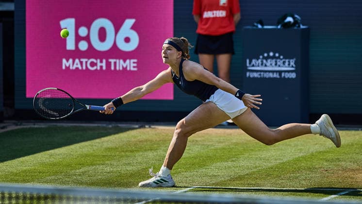 June 26, 2026, Bad Homburg, Hessen, Germany: Karolina Muchova of Czech Republic returns with forehand during the BAD HOMBURG OPEN powered by SOLARWATTT- WTA500 - Womens Tennis, 26.6.2026 in Bad Homburg (Tennis-Club Bad Homburg), Germany Tennis 2026: WTA, Tennis Damen Bad Hombug Open: Semifinal Singles: MUCHOVA 6:4 6:4 RUSE  - ZUMAs343 20260626_zsp_s343_076 Copyright: xMathiasxSchulzx