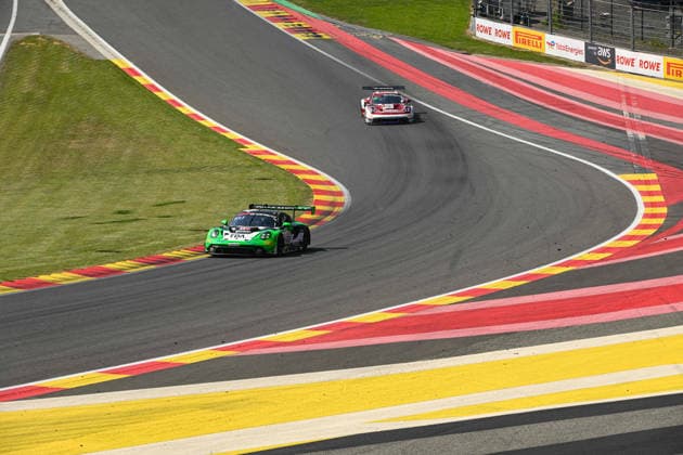 AUTOMOBILE : 24 Heures de SPA Francorchamps - 26 06 2026 54 Dinamic GT (ITA) Porsche 911 GT3 R EVO (SILVER) driven by Tanart SATHIENTHIRAKUL (TLD) Francesco SIMONAZZI (ITA) Angus WHITESIDE (GBR) Loris CABIROU (FRA), during the CrowdStrike 24 Hours of SPA, 4th round of the GT World Challenge Europe Championship (SRO) on the SPA Francorchamps circuit in Belgium The 25th June 2026. SPA-FRANCORCHAMPSBelgium  Copyright: xMPSxAGENCYx