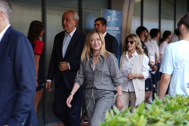 Premier Giorgia Meloni during the 62 th Trofeo Settecolli at Foro Italico in Rome, Italy Friday, June 26, 2026. - swimming .  Copyright: xGianxMattiaxD Alberto LaPressex
