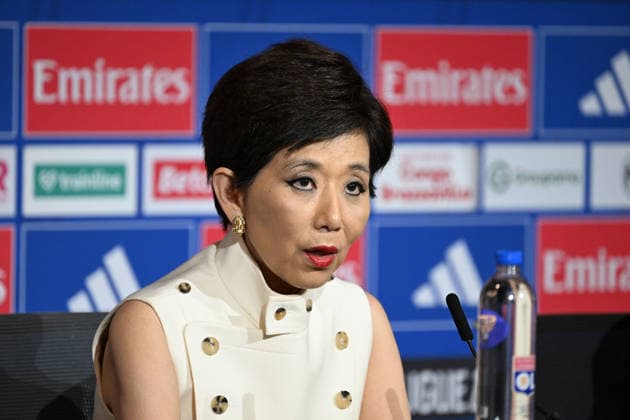 Footbal : Olympique Lyonnais - press conference, PK, Pressekonferenz - Michele Kang A few days after appearing before the DNCG and the announcement of Michele Kang™s takeover, OL held a press conference featuring American Michele Kang President of Olympique Lyonnais alongside General Manager Michael Gerlinger. Lyon, June 26, 2026. LYONFrance  Copyright: xMouradxAllilix