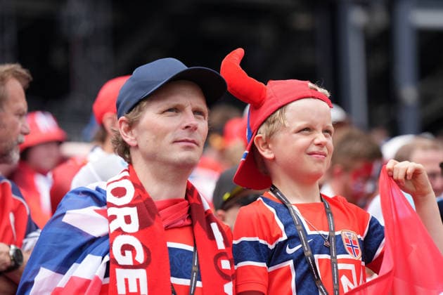 Fans aus Norwegen - Boston 26.06.2026: Frankreich vs. Norwegen, Gilette Stadium, World Cup 26 Gruppe I, 3. Spieltag *** Fans from Norway Boston, June 26, 2026 France vs. Norway, Gilette Stadium, World Cup Group I, Matchday 3