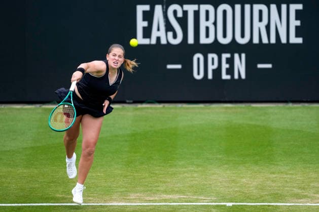 Lexus Eastbourne Open - Day Five Jelena Ostapenko of Latvia competes against Tatjana Maria of Germany during their semifinal match at the 2026 Lexus Eastbourne Open Women s tennis tournament at the Devonshire Park Lawn Tennis Club in Eastbourne, England, on June 26, 2026. Eastbourne United Kingdom  Copyright: xOwenxHammondx originalFilename:hammond-2026lexu260626_npp33.jpg