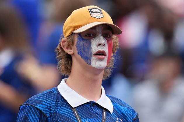 France fan ahead of kick-off Norway v France, 2026 FIFA World Cup, WM, Weltmeisterschaft, Fussball Group I, Football, Boston Stadium, Foxborough, Massachusetts, USA - 26 Jun 2026Foxborough Boston Stadium Massachusetts (MA) United States of America EDITORIAL USE ONLY No use with unauthorised audio, video, data, fixture lists, club league logos or live services. Online in-match use limited to 120 images, no video emulation. No use in betting, games or single club league player publications.  Copyright: xIsmaelxAdnan Shutterstockx 16964355p