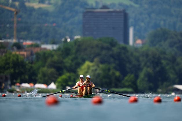 LUCERNE, SWITZERLAND - JUNE 26: Patrick Brunner and Jonah Plock of Switzerland competing in the Men s Pair during the Lucerne Regatta - World Rowing Cup III at the Rotsee on June 26, 2026 in Lucerne, Switzerland. Copyright: xBEAUTIFULxSPORTS TobiasxLacknerx