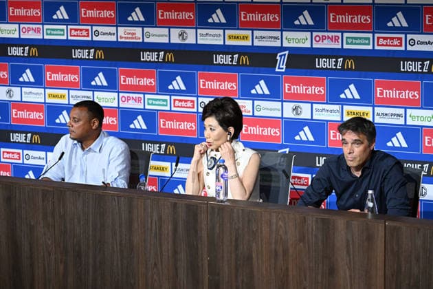 Footbal : Olympique Lyonnais - press conference, PK, Pressekonferenz - Michele Kang A few days after the hearing before the DNCG and the announcement of Michele Kang™s takeover, OL held a press conference featuring Michele Kang (President of Olympique Lyonnais) and Michael Gerlinger (General Manager of Olympique Lyonnais) to announce the appointment of Matthieu Louis-Jean as Sporting Director of Olympique Lyonnais. Lyon, June 26, 2026. LYONFrance  Copyright: xMouradxAllilix