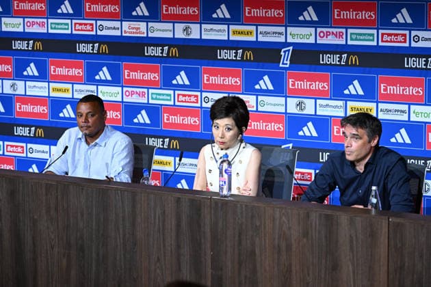 Footbal : Olympique Lyonnais - press conference, PK, Pressekonferenz - Michele Kang A few days after the hearing before the DNCG and the announcement of Michele Kang™s takeover, OL held a press conference featuring Michele Kang (President of Olympique Lyonnais) and Michael Gerlinger (General Manager of Olympique Lyonnais) to announce the appointment of Matthieu Louis-Jean as Sporting Director of Olympique Lyonnais. Lyon, June 26, 2026. LYONFrance  Copyright: xMouradxAllilix