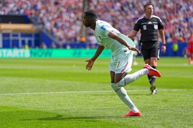 Ousmane DembÃ lÃ celebrates scoring for France Norway v France, 2026 FIFA World Cup, WM, Weltmeisterschaft, Fussball Group I, Football, Boston Stadium, Foxborough, Massachusetts, USA - 26 Jun 2026Foxborough Boston Stadium Massachusetts (MA) United States of America EDITORIAL USE ONLY No use with unauthorised audio, video, data, fixture lists, club league logos or live services. Online in-match use limited to 120 images, no video emulation. No use in betting, games or single club league player publications.  Copyright: xIsmaelxAdnan Shutterstockx 16964355aw