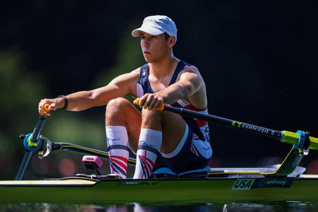 LUCERNE, SWITZERLAND - JUNE 26: Justin Schmidt of the United States competing in the Lightweight Men s Single Sculls during the Lucerne Regatta - World Rowing Cup III at the Rotsee on June 26, 2026 in Lucerne, Switzerland. Lucerne Switzerland Copyright: xBEAUTIFULxSPORTS TobiasxLacknerx