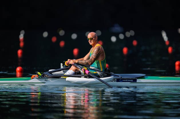 LUCERNE, SWITZERLAND - JUNE 26: Erik Horrie (Australia) competing in the Pr1 Men s Single Sculls during the Lucerne Regatta - World Rowing Cup III at the Rotsee on June 26, 2026 in Lucerne, Switzerland. Lucerne Switzerland Copyright: xBEAUTIFULxSPORTS TobiasxLacknerx