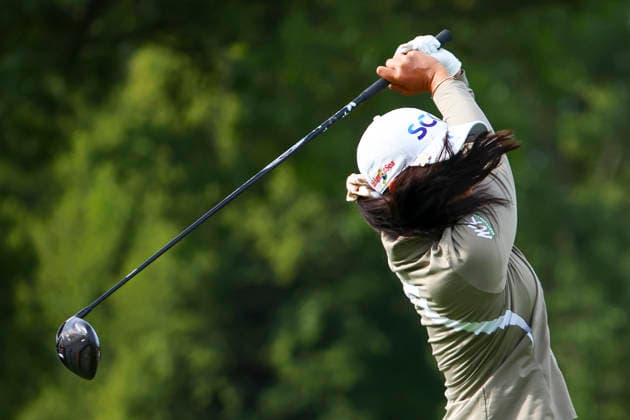 June 26, 2026, Chaska, Minnesota, United States: PAJAREE ANANNARUKARN follows through her drive at hole seven. This is the second day of the 2026 KPMG WomenÃ¢â‚¬â ¢s PGA, Golf Herren Championship at Hazeltine National Golf Course in Chaska Minnesota. Chaska United States - ZUMAt166 20260626_zsp_t166_007 Copyright: xMichaelxTurnerx