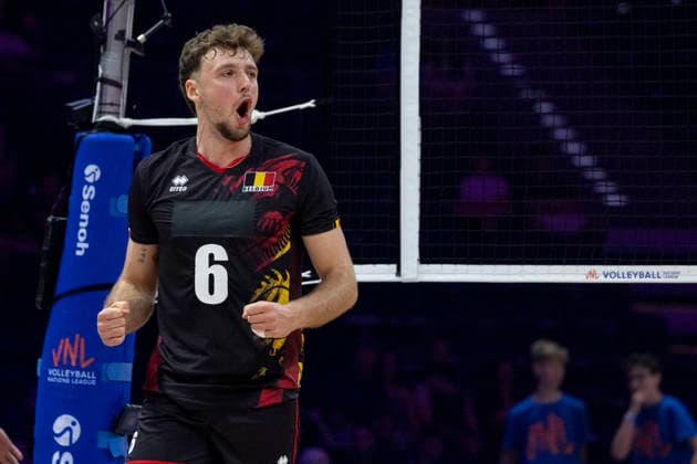 VNL Belgium - Germany 26.06.2026 volleyball, Gliwice , Arena Pre Zero , Mens Volleyball Nations League 2026 FIVB VNL (siatkowka, Liga Narodow, Belgia - Niemcy ), game , match Belgium - Germany image shows: Simon Plaskie photo Katarzyna Plewczynska Fotostyk Copyright: xKatarzynaxPlewczynskax 20260626KAPL3083