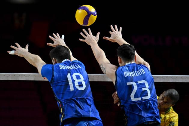LJUBLJANA, SLOVENIA - JUNE 26: Alessandro Alberto Bovolenta of Italy (R) during the FIVB Men s Volleyball Nations League match between Brazil and Italy at Arena Stozice, Ljubljana on June 26, 2026 in Ljubljana, Slovenia. (Photo by Igor Kupljenik Sports Press Photo).  Copyright: xIgorxKupljenikx xSPPx Sportspressphoto_SPR177536