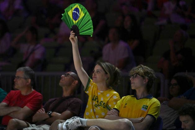 LJUBLJANA, SLOVENIA - JUNE 26: Brazilian fans during the FIVB Men s Volleyball Nations League match between Brazil and Italy at Arena Stozice, Ljubljana on June 26, 2026 in Ljubljana, Slovenia. (Photo by Igor Kupljenik Sports Press Photo).  Copyright: xIgorxKupljenikx xSPPx Sportspressphoto_SPR177550