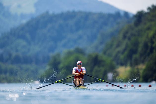 LUCERNE, SWITZERLAND - JUNE 26: Kai Schaetzle of Switzerland competing in the Men s Single Sculls during the Lucerne Regatta - World Rowing Cup III at the Rotsee on June 26, 2026 in Lucerne, Switzerland. Lucerne Switzerland Copyright: xBEAUTIFULxSPORTS TobiasxLacknerx