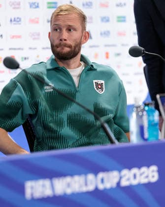 SOCCER - FIFA World Cup, WM, Weltmeisterschaft, Fussball 2026 KANSAS CITY,MISSOURI,USA,26.JUN.26 - SOCCER - FIFA World Cup 2026, group stage, Algeria vs Austria, preview, press conference, PK, Pressekonferenz team AUT. Image shows Konrad Laimer (AUT).  GEPAxpictures xArminxRauthner