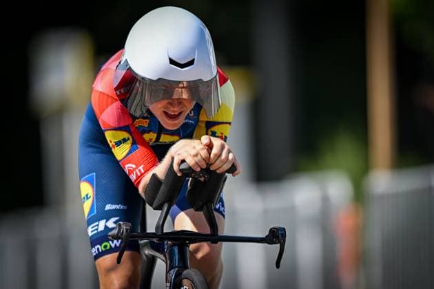 Elite Women Margot Vanpachtenbeke pictured in action during the women s elite individual road time trial race (20,5km) at the Belgian Cycling Championships, in Maarkedal, on Friday 26 June 2026. DAVIDxPINTENS  x179444825x
