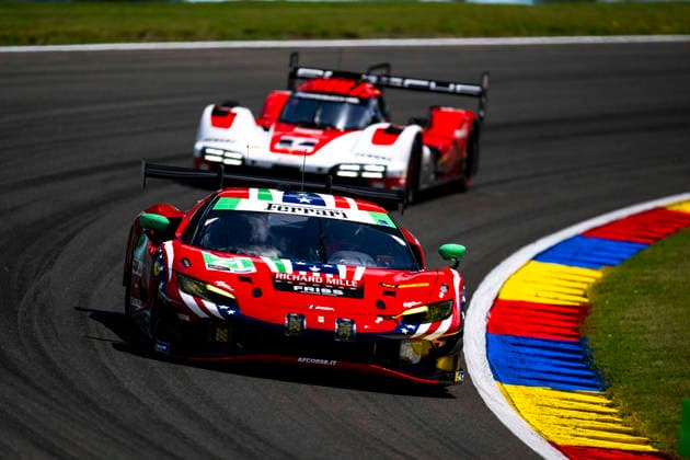 Sport Bilder des Tages AUTO - 6 HOURS OF THE GLEN 2026 21 FUOCO Antonio (ita), MANN Simon (gbr), UDELL Alec (usa), AF Corse, Ferrari 296 GT3 Evo, action during the Six Hours of the Glen 2026, 6th round of the 2026 IMSA WeatherTech SportsCar Championship, from June 26 to 28 on the Watkins Glen International in Watkins Glen, New York, United States of America - Watkins GlenUnited States  Copyright: xFabrizioxBoldonix