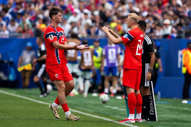 260626 Henrik Falchener and Sondre Langas of Norway during the FIFA World Cup, WM, Weltmeisterschaft, Fussball 2026 group stage football match between Norway and France on June 26, 2026 in Foxborough. Photo: Vegard Grott BILDBYRAN kod VG VG0967 bbeng fotboll football soccer fotball vm fotbolls-vm fotball-vm fotbolls-vm 2026 fifa world cup 2026 norge norway frankrike france boston *** June 26, 2026: Henrik Falchener and Sondre Langas of Norway during the 2026 FIFA World Cup group stage soccer match between Norway and France on June 26, 2026 in Foxborough. Photo by Vegard Grott, BILDBYRAN. Code: VG VG0967 bbeng soccer football fotball World Cup soccer World Cup 2026 FIFA World Cup 2026 Norway France Boston  Copyright: VEGARDxGRoTT BB260626VG058